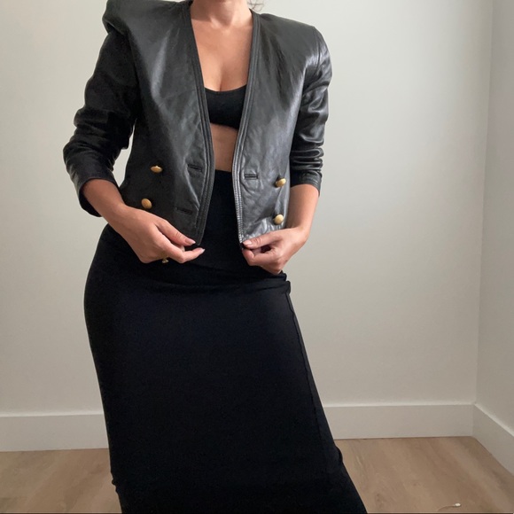 Lord & Taylor cropped leather jacket - Picture 2 of 14